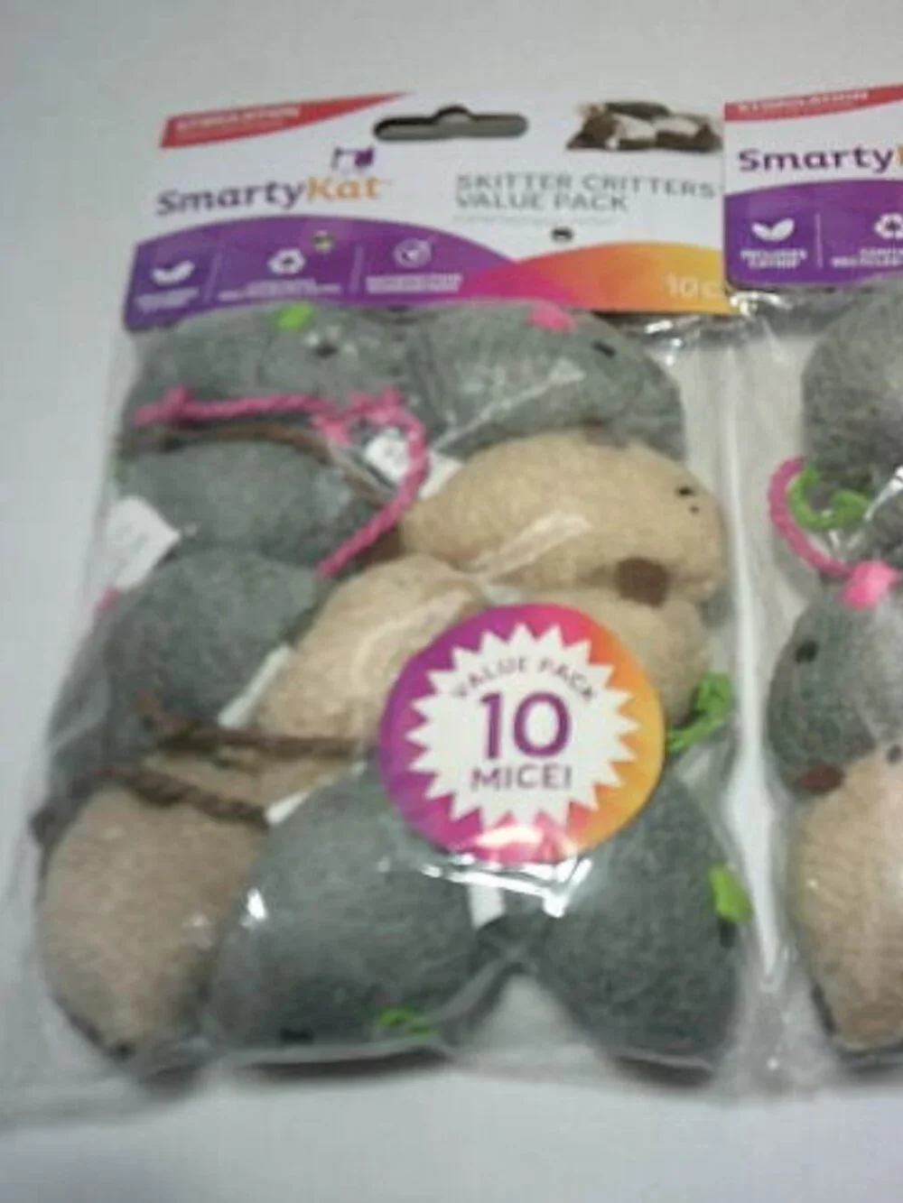 2 PACKS 10 EACH SMARTY KAT SKITTER CRITTERS CAT KITTEN MICE INTERACTIVE TOYS 🐱